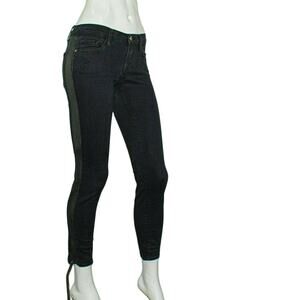 FRAME Denim Le Skinny Tuxe Jeans Black mesh Panel size 25